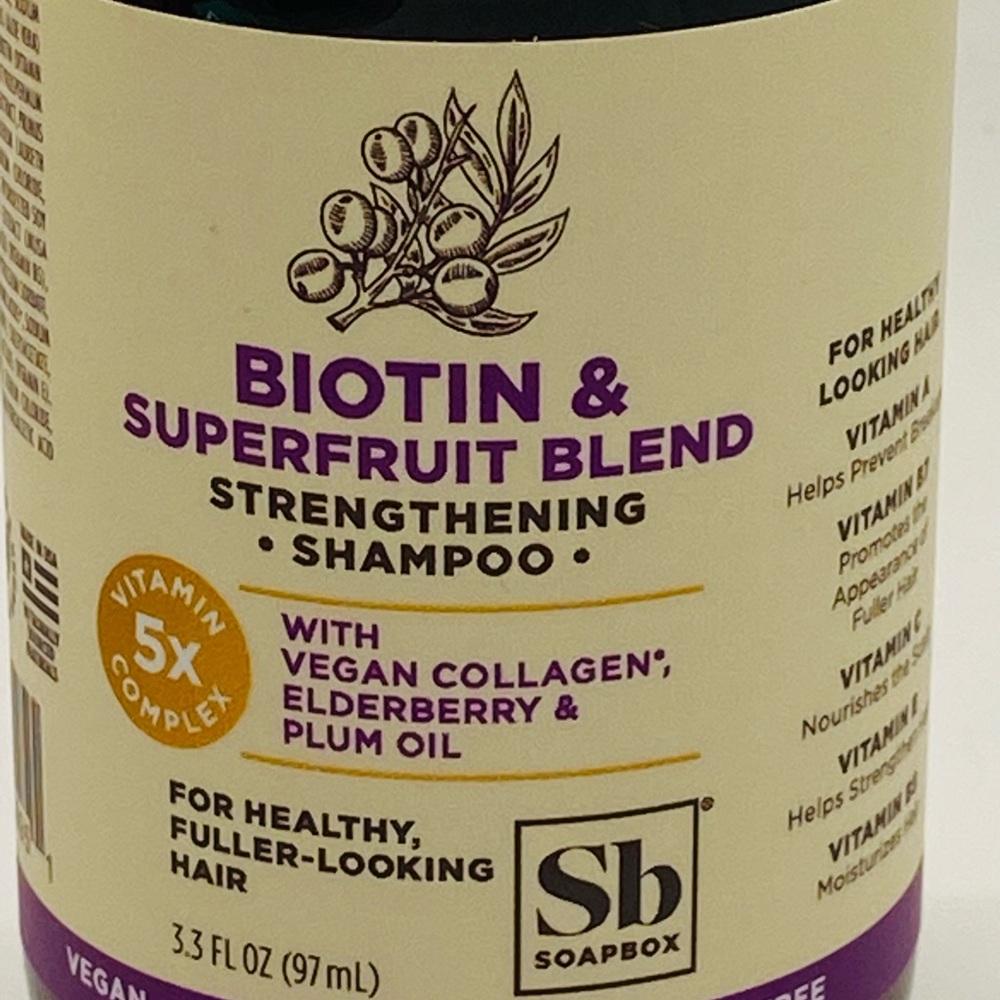 NWT Soapbox Biotin & Superfruit Blend Shampoo Mini 3.3 oz